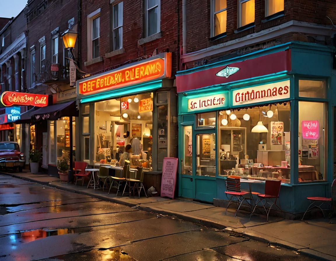 Radiant Night Street Scene in Digital Art Style