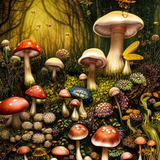 Enchanted Mushroom Ring with Flower Fairies