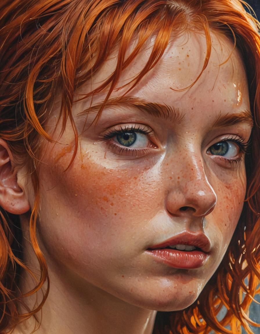 Hyperrealistic Redhead Portrait in Caravaggio Style
