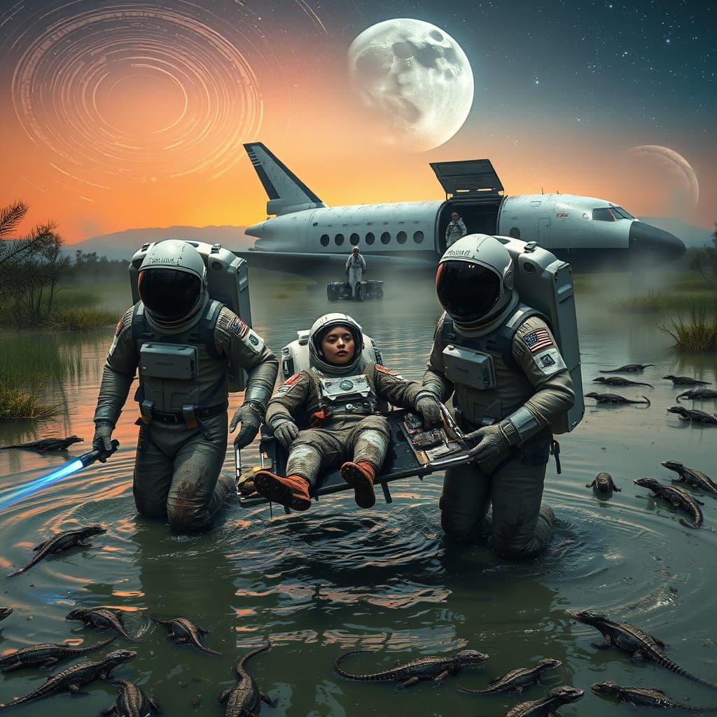 Astronauts Rescue Injured Colleague From Alien Swamp