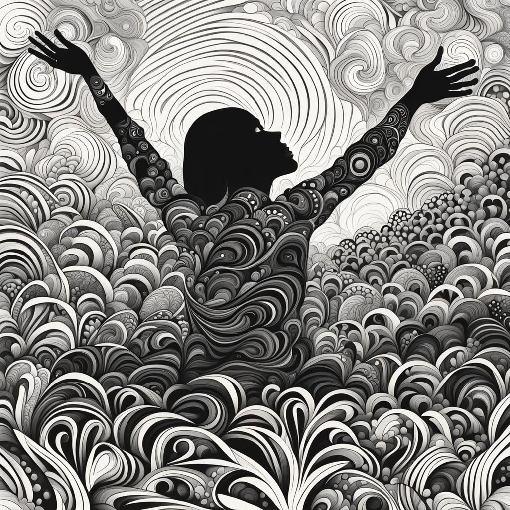 Girl in Grass: Abstract Vector Fractal Art