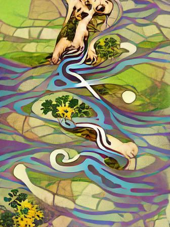 Meandering River Tarot Card Illustration