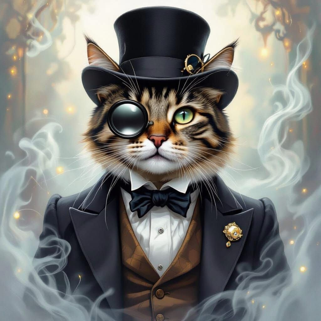 Tabby Cat Gentleman in Ethereal Fantasy Style