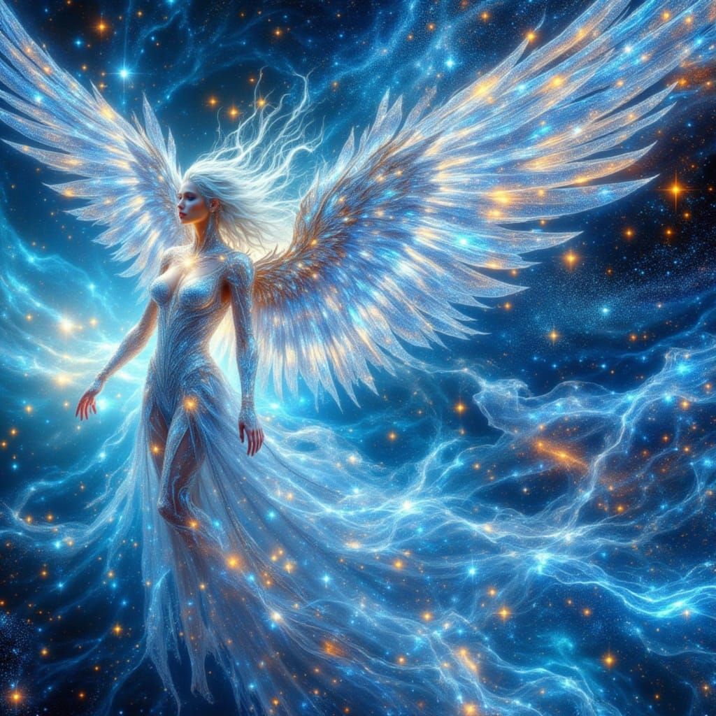 Majestic Star Angel in Art Nouveau Style