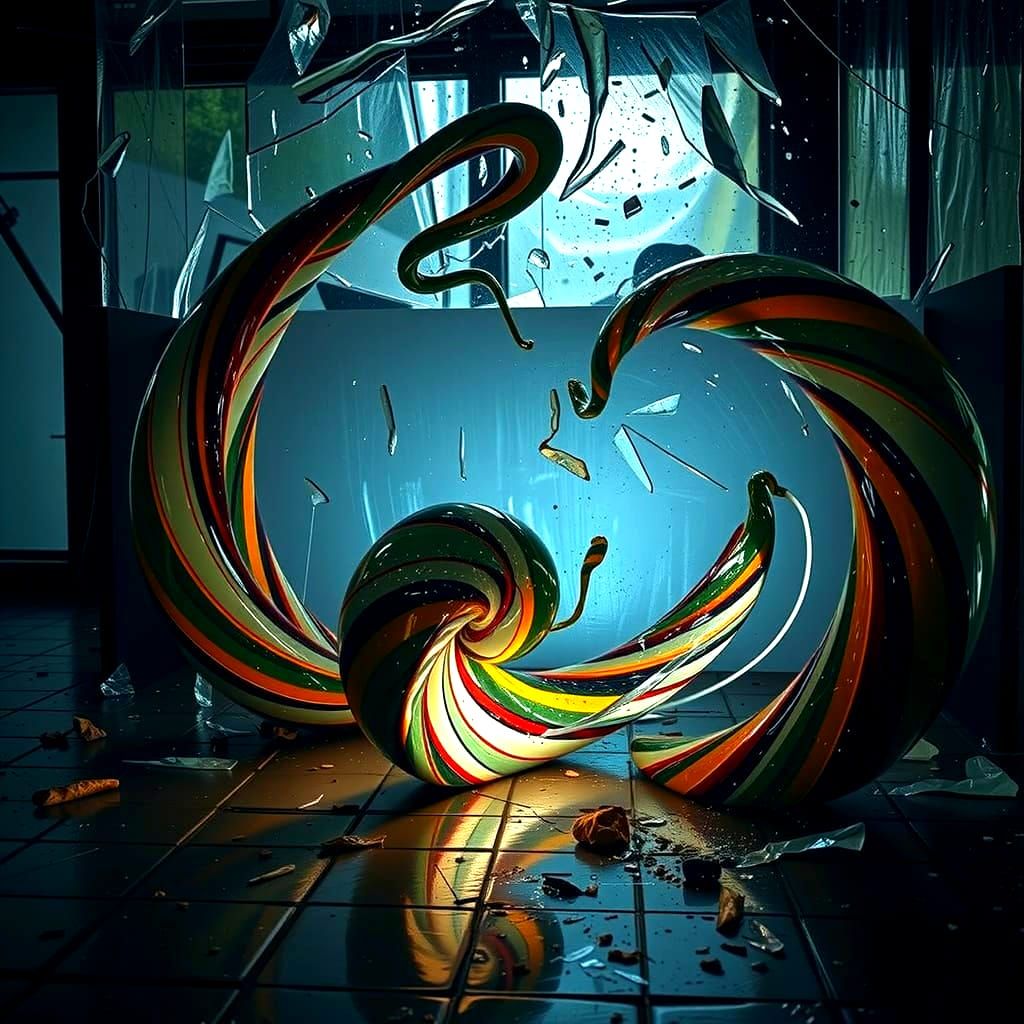 Abstract Swirling Gelato Colors with Bold Stripes