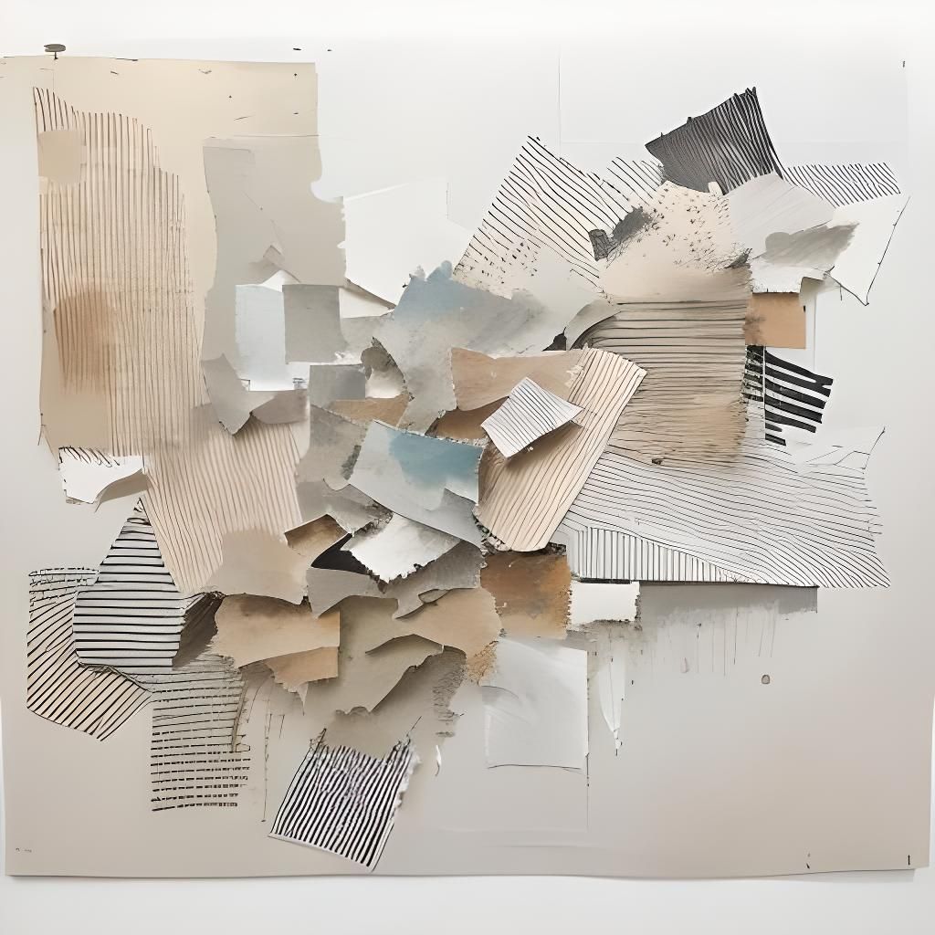 Abstract Paper Collage with Expressive Brushwork