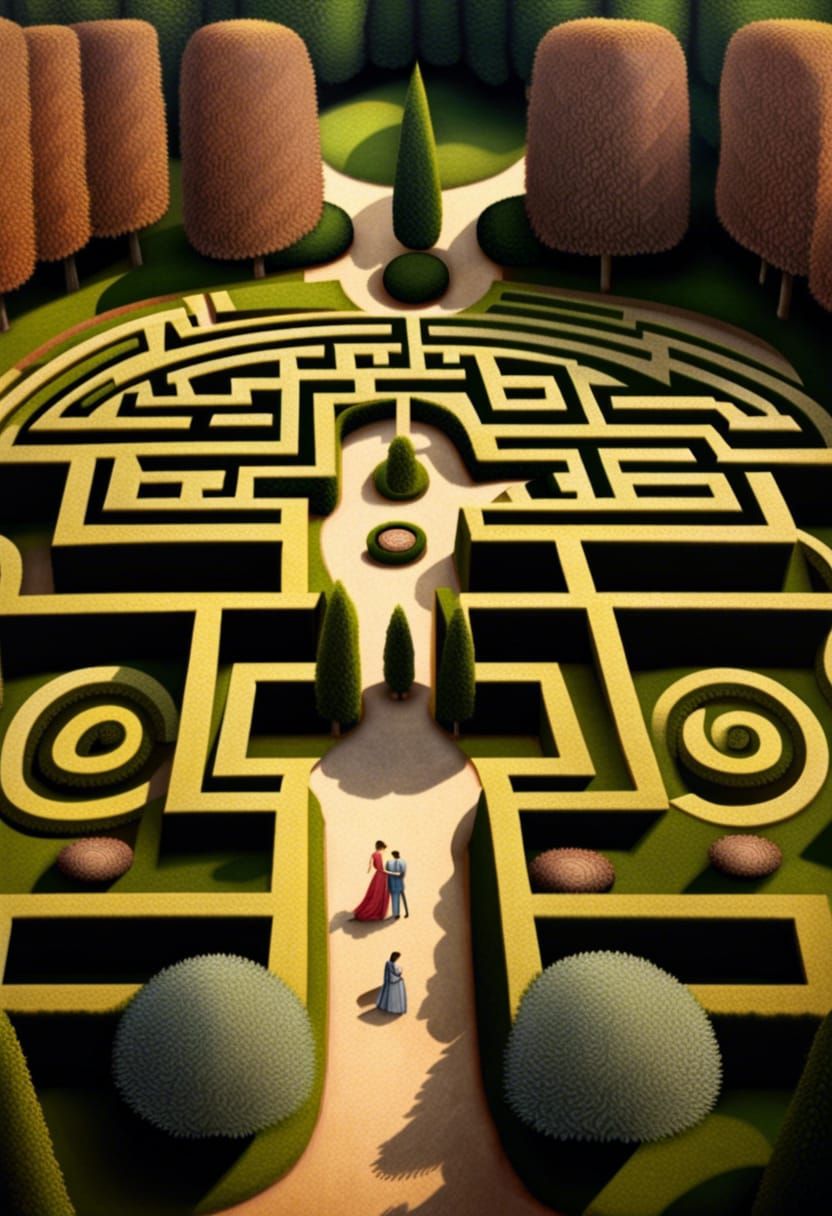 Labyrinth garden at a baroque palace complex