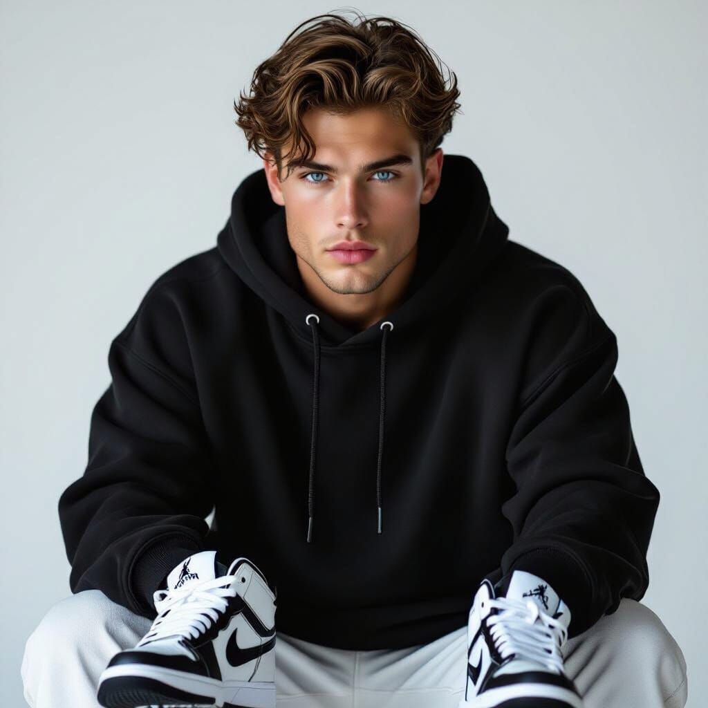 Magnetic Young Man in Hoodie: Realistic Photography