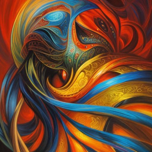 Abstract Fractal in Surrealist Psychedelic Style