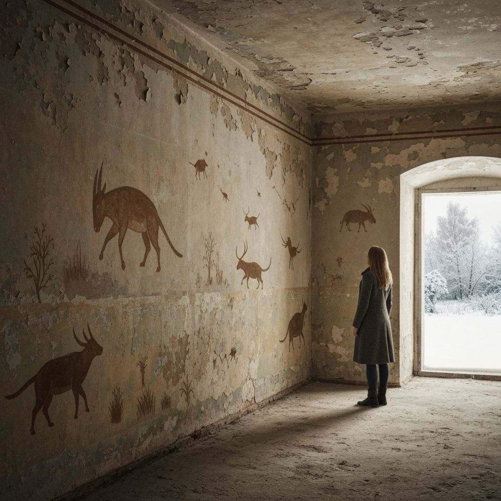 Ancient Building with Prehistoric Cave Drawings