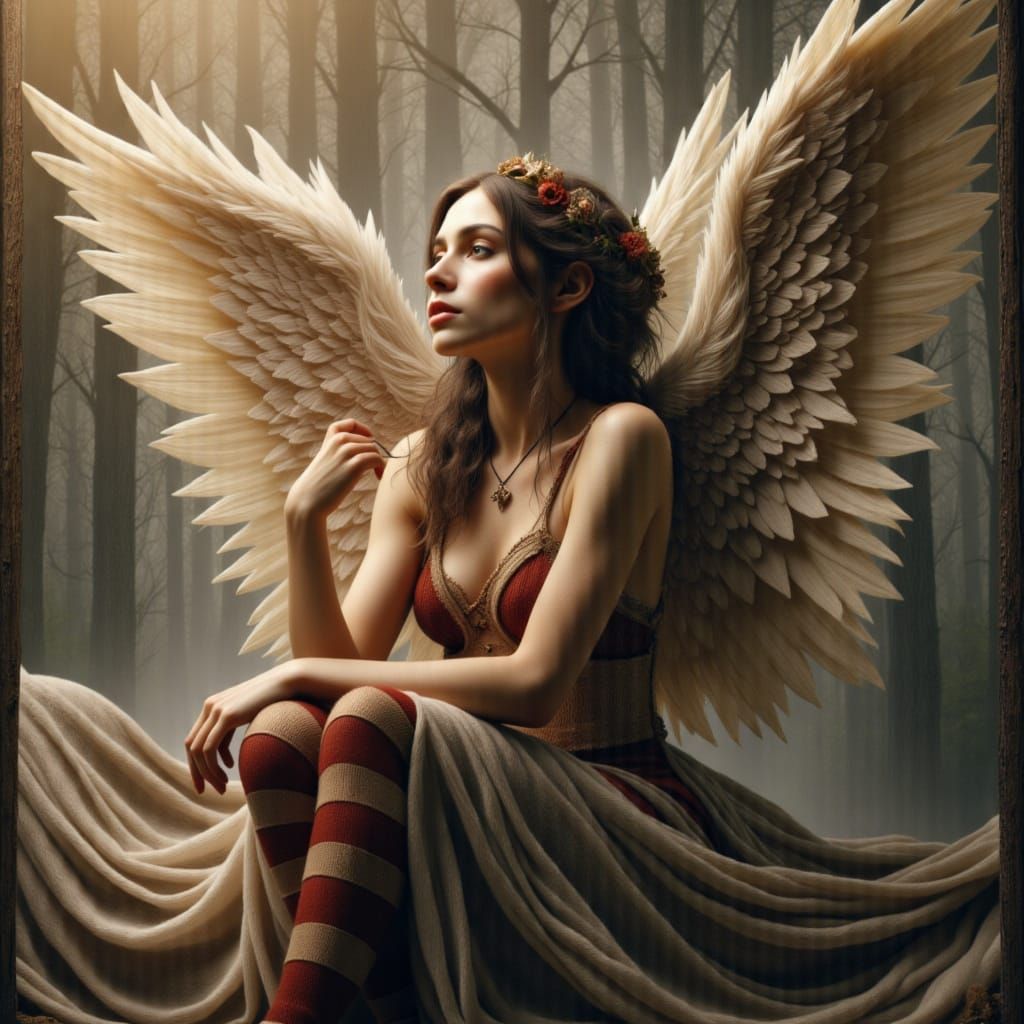 Ethereal Angel in Dreamy, Symbolic Style