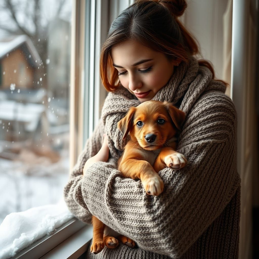 Rescuing Puppy From Winter: A Heartwarming Scene