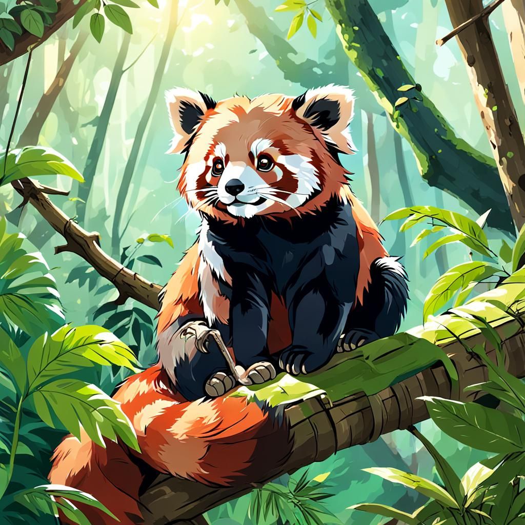 Red Panda in a Rainforest