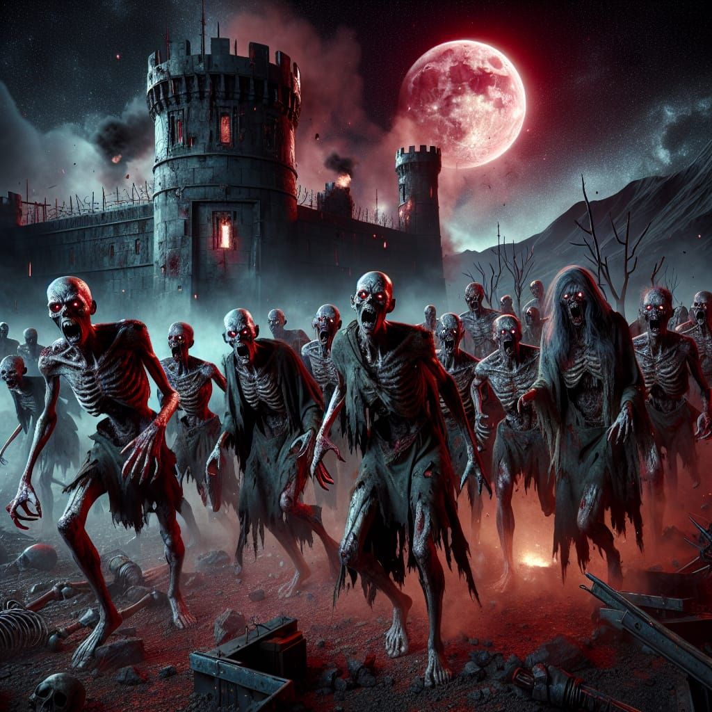 Apocalyptic Zombie Horde in Irradiated Wasteland