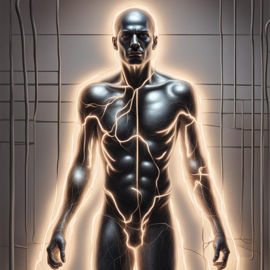 Electrified Man in Hypermodern Hyperrealism