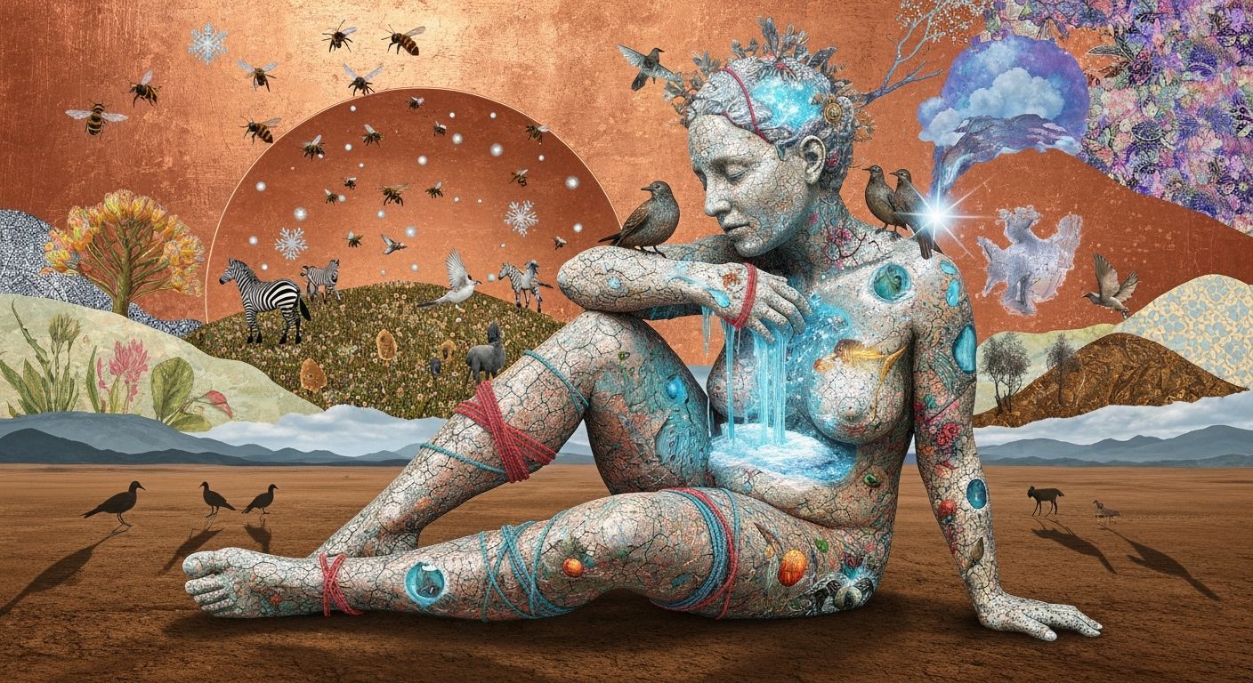 Mystical Bio Art Collage of Rebel Singing in Enchanted Fores...