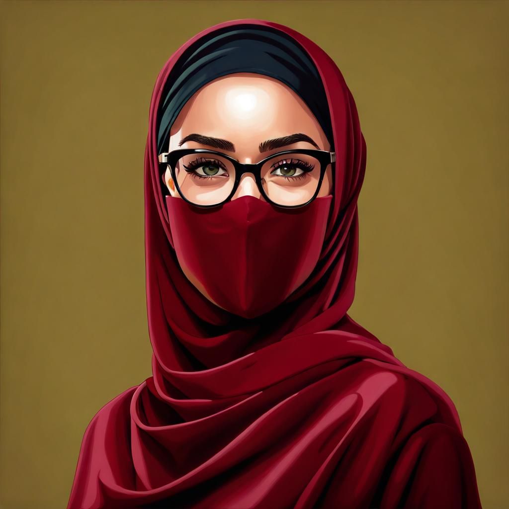 Beautiful Hijabi Woman with Facemask Portrait