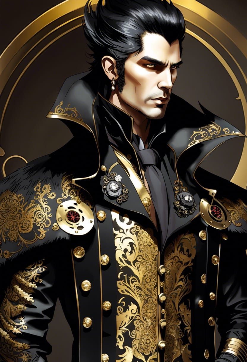 Steampunk Vampire Portrait in Digital Painting Style