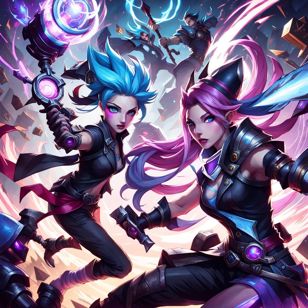 Jinx and Vi in League of Legends Fight