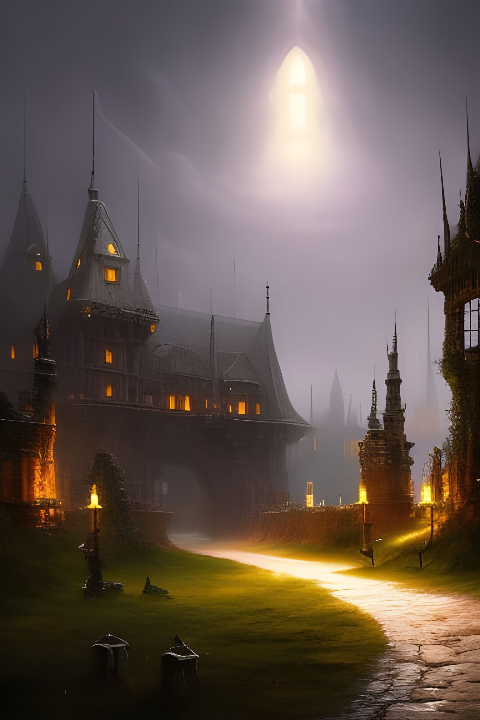 Ethereal Skull Castle: Dark Fantasy Concept Art