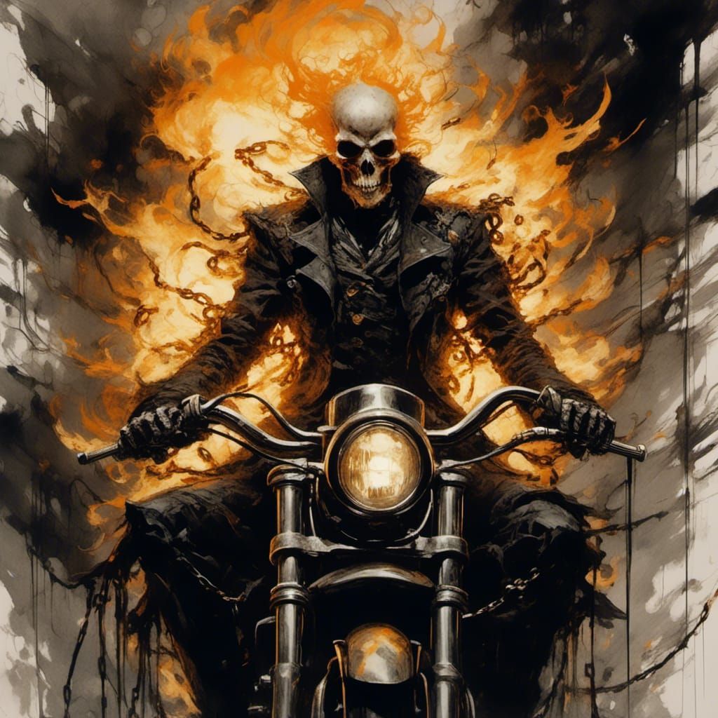 Grimdark Ghost Rider Portrait in Dark Fantasy Style