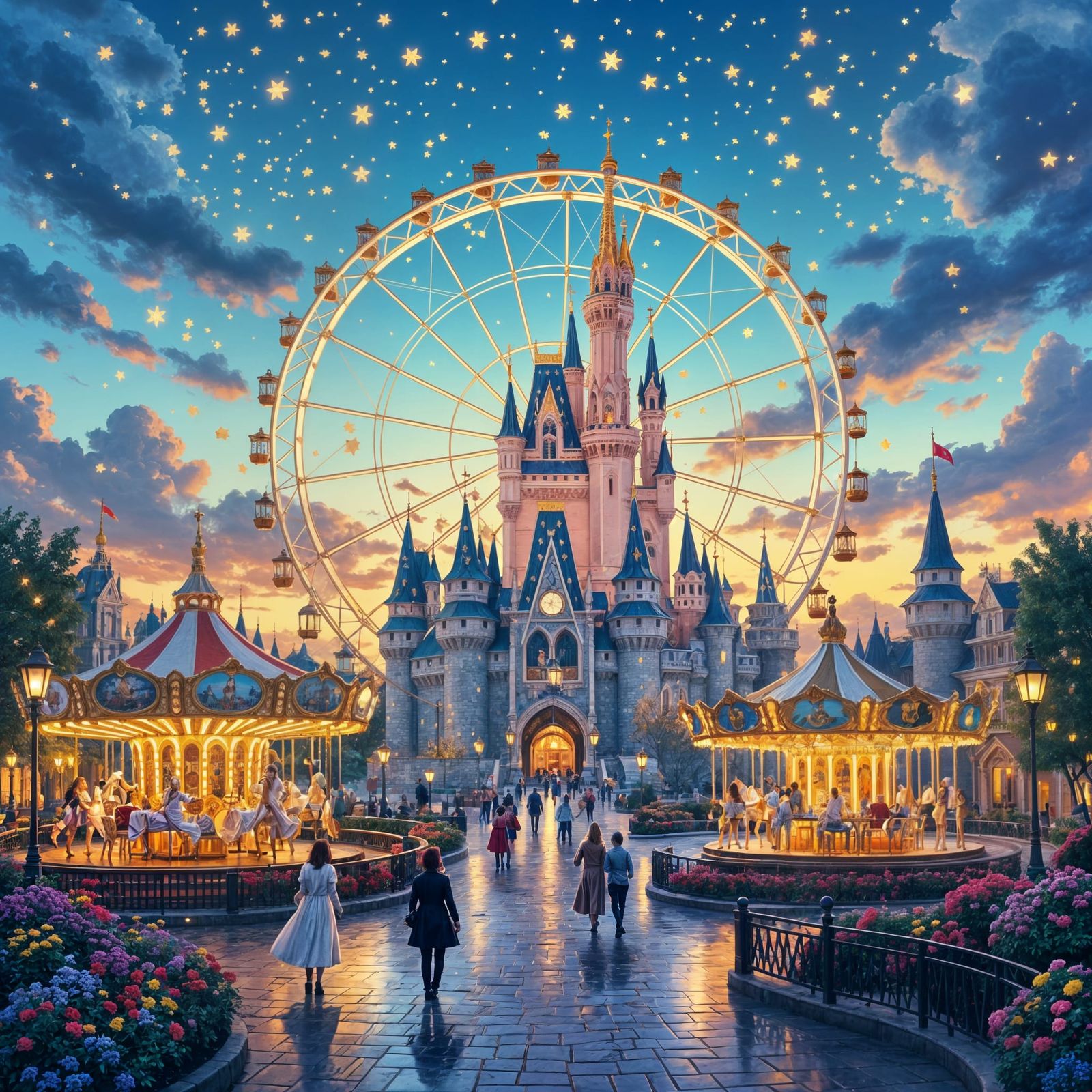 Magical Medieval Amusement Park in Double Exposure