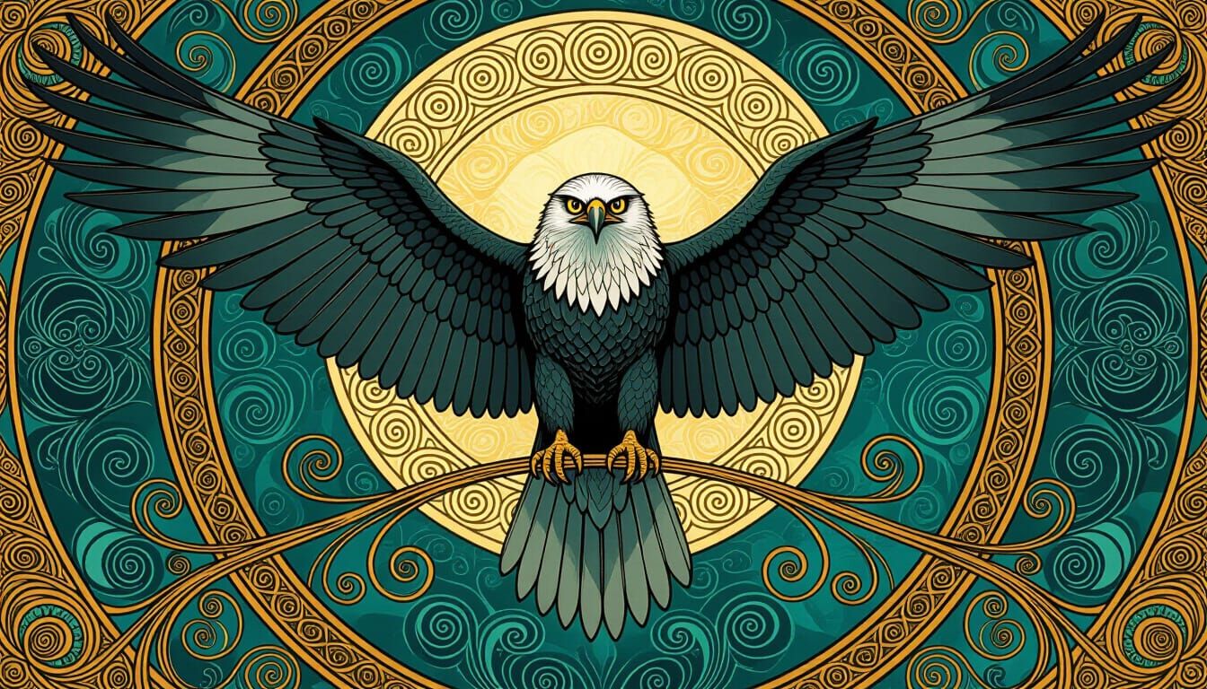 Mystical Harpy Eagle in Art Nouveau Style