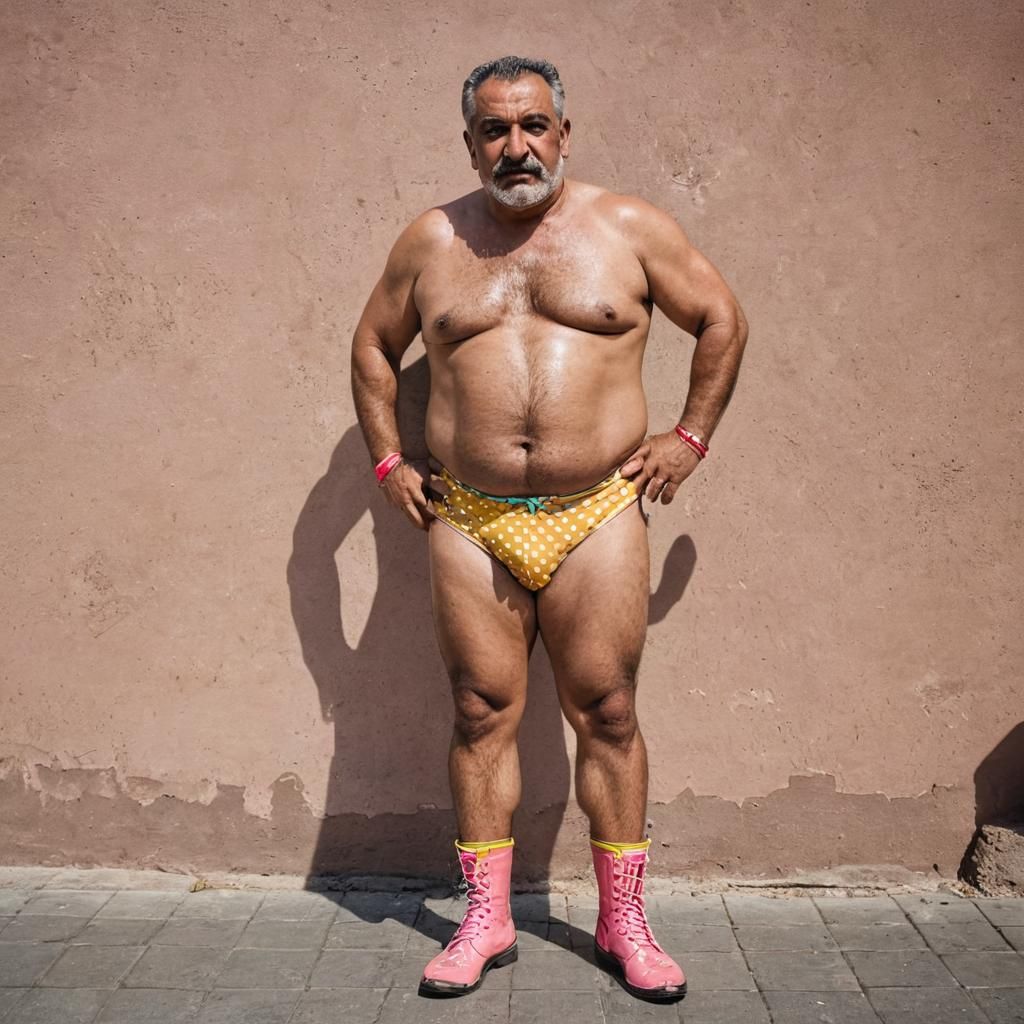 Baroque Portrait of Muscular Arab Wrestler in Gelato Colors