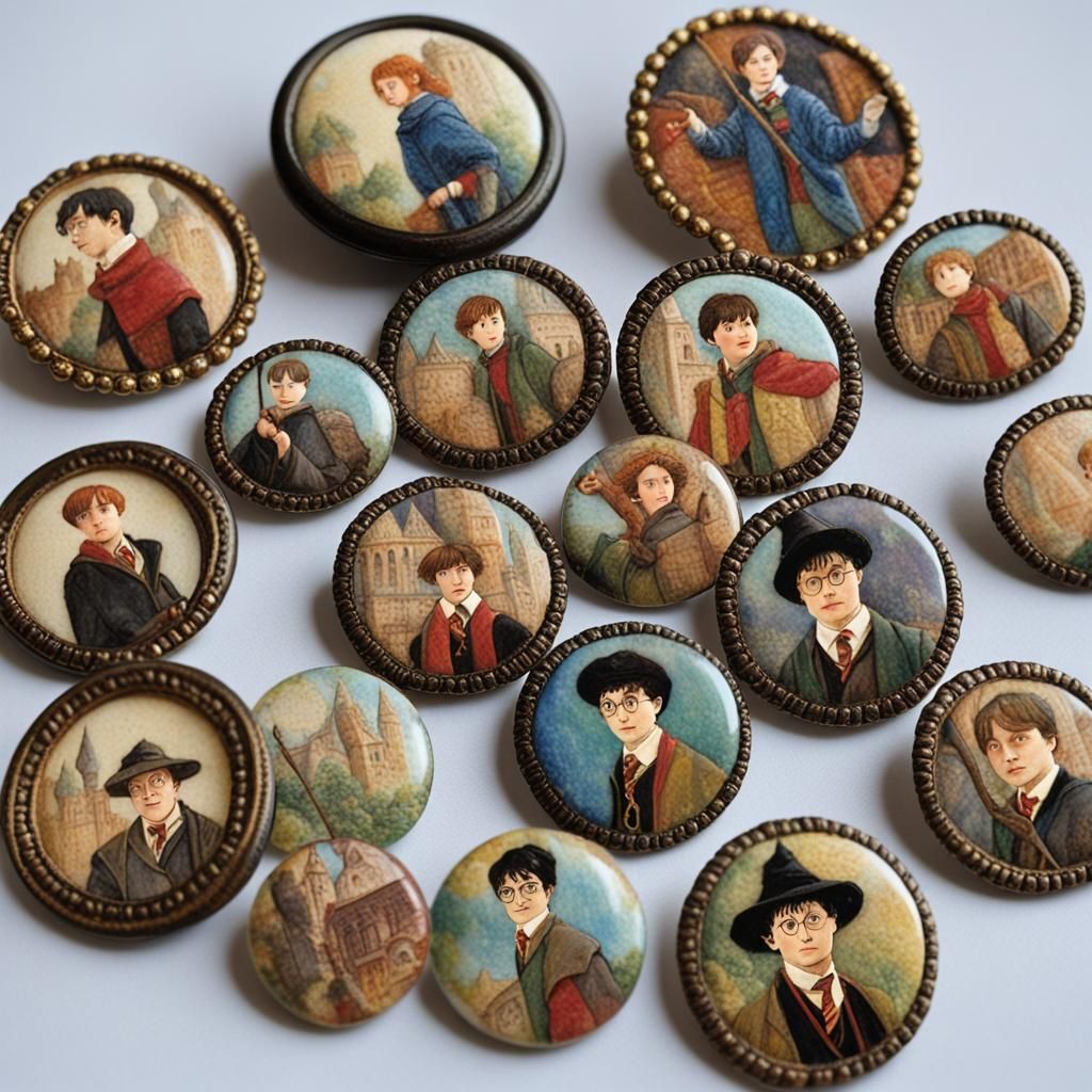 Harry Potter Quilting Buttons in Impressionist Style