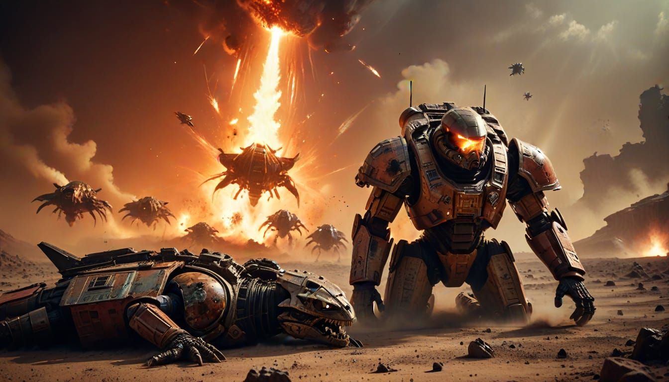 Gritty Space Marines Battle Alien Invasion in Cinematic Stil...