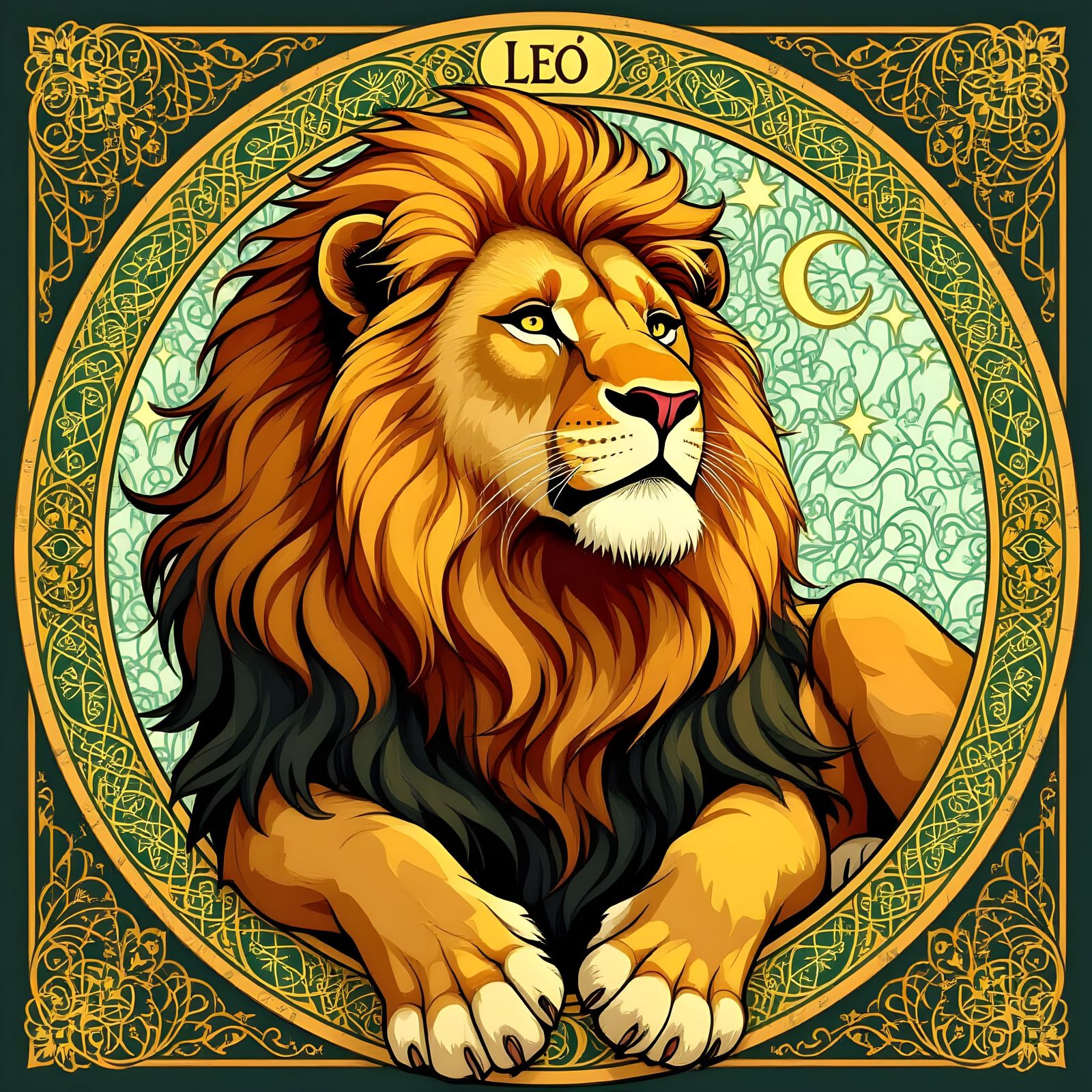 Leo the Lion in Art Nouveau Style