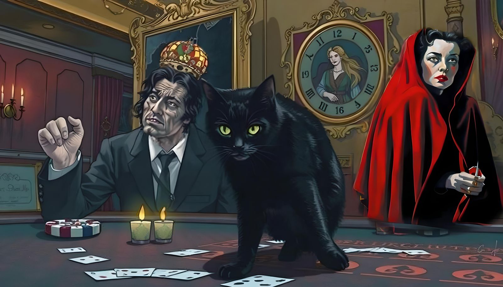 Femme Fatale Portrait in Film Noir Style