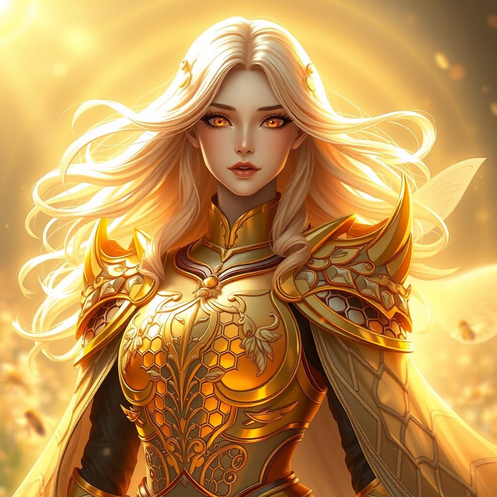 Ethereal Bee Goddess in Honey-Gold Armor
