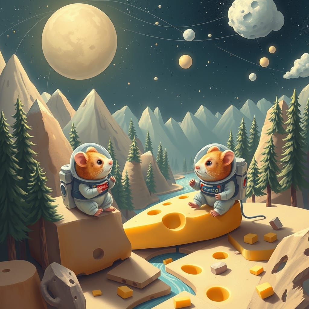 Hamster Astronauts Discover Cheese Planet in Dreamy Digital ...