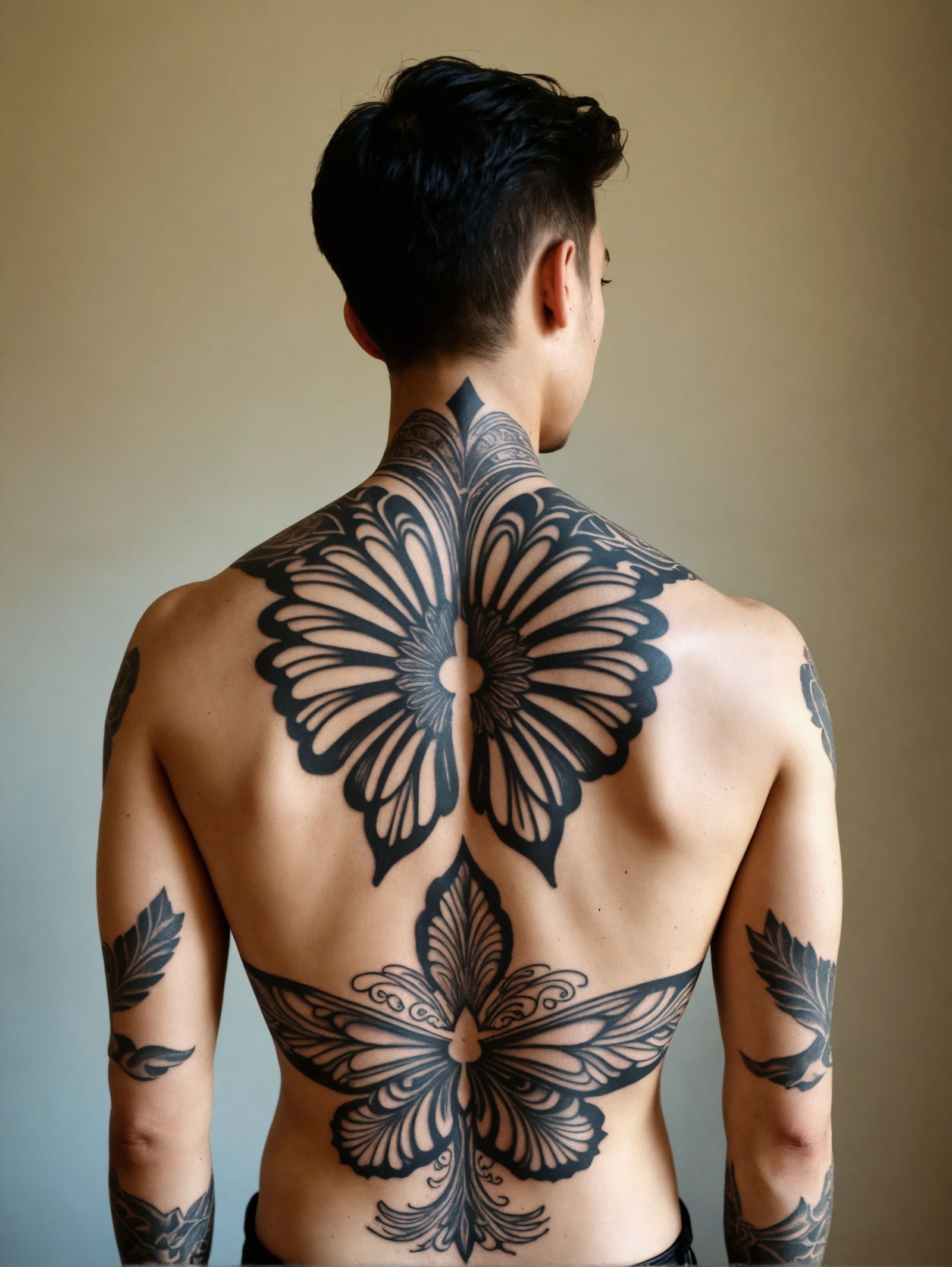 Sleek Upper Back in a Vibrant Cyberpunk Style