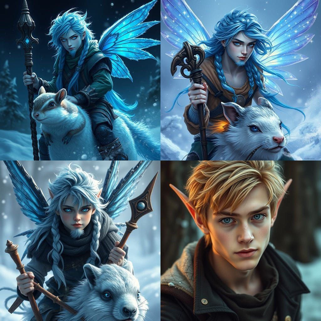 Majestic Male Pixie in Dark Fantasy Landscape