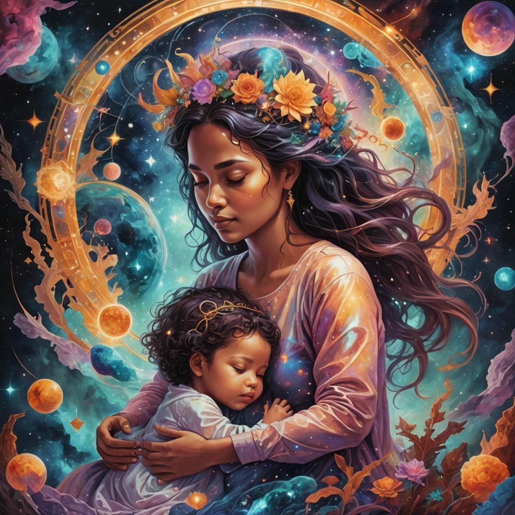 Cosmic Mother and Child by Pablo Amaringo