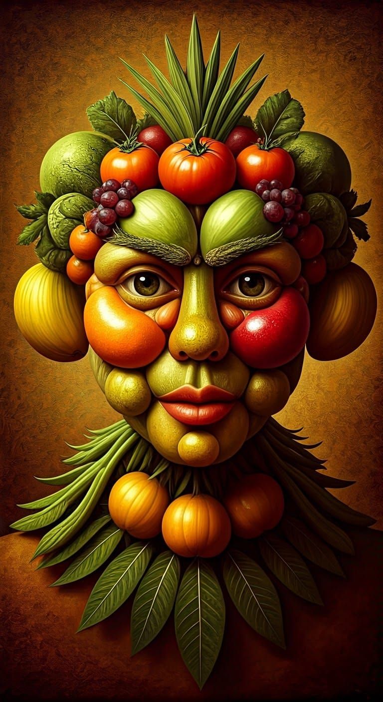 Surrealist Fruit Portrait in 16th-Century Italian Renaissanc...