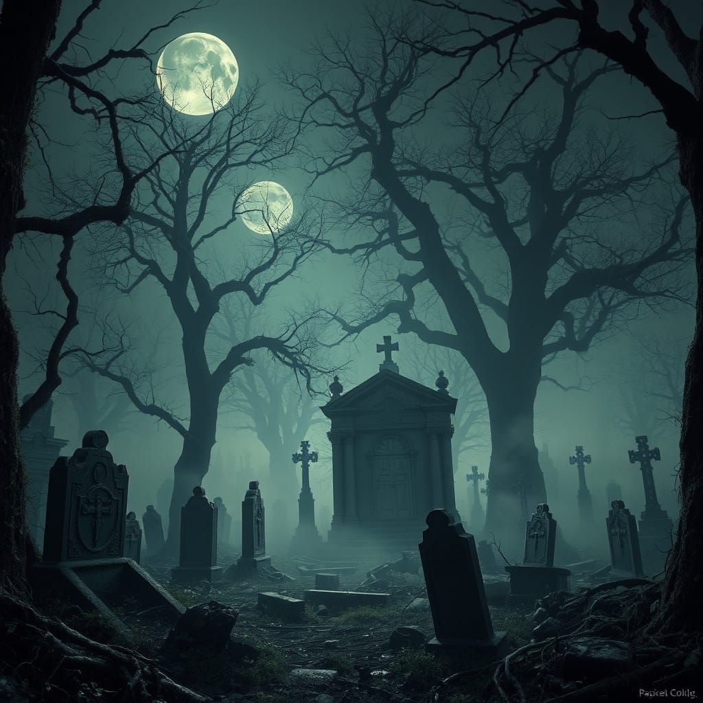 Moonlit Mausoleums in a Forgotten Graveyard