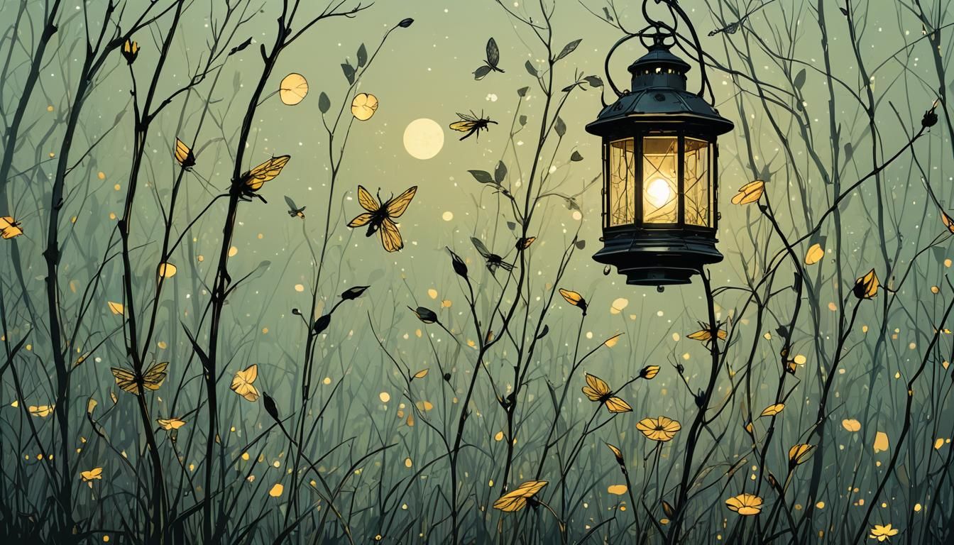 Magical Firefly Lantern in Retro D&D Style