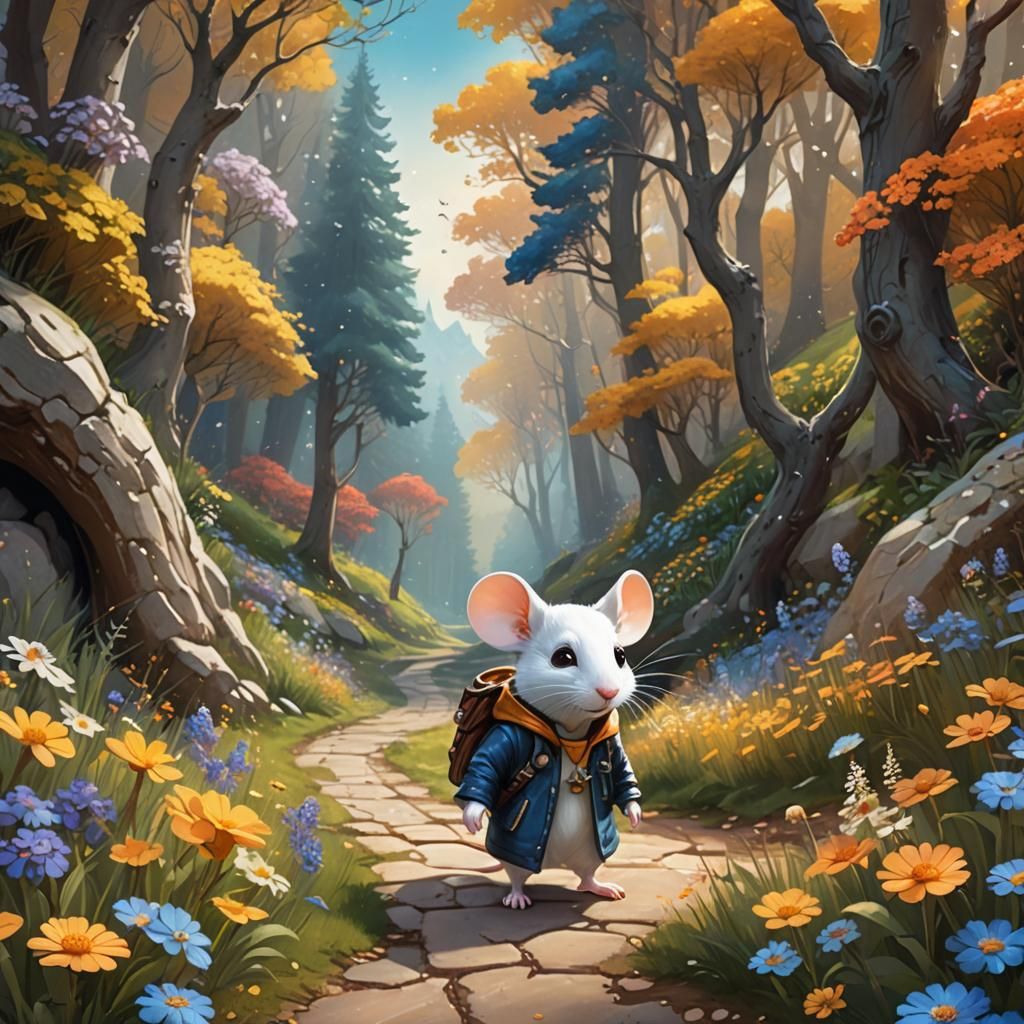 Mouse in Leather Jacket: Whimsical Matte Painting