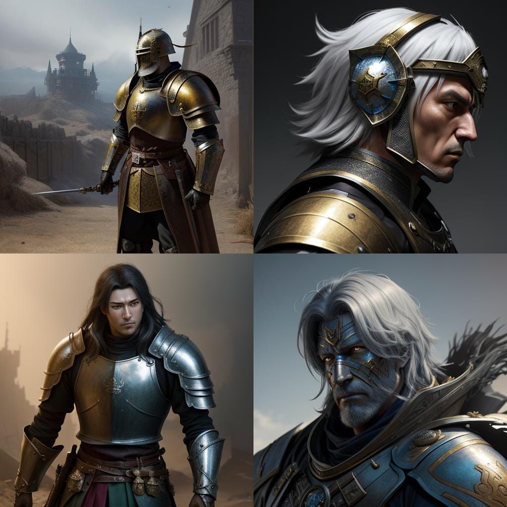 Elderly Medieval Knight Leads Army: 3D Anime Art