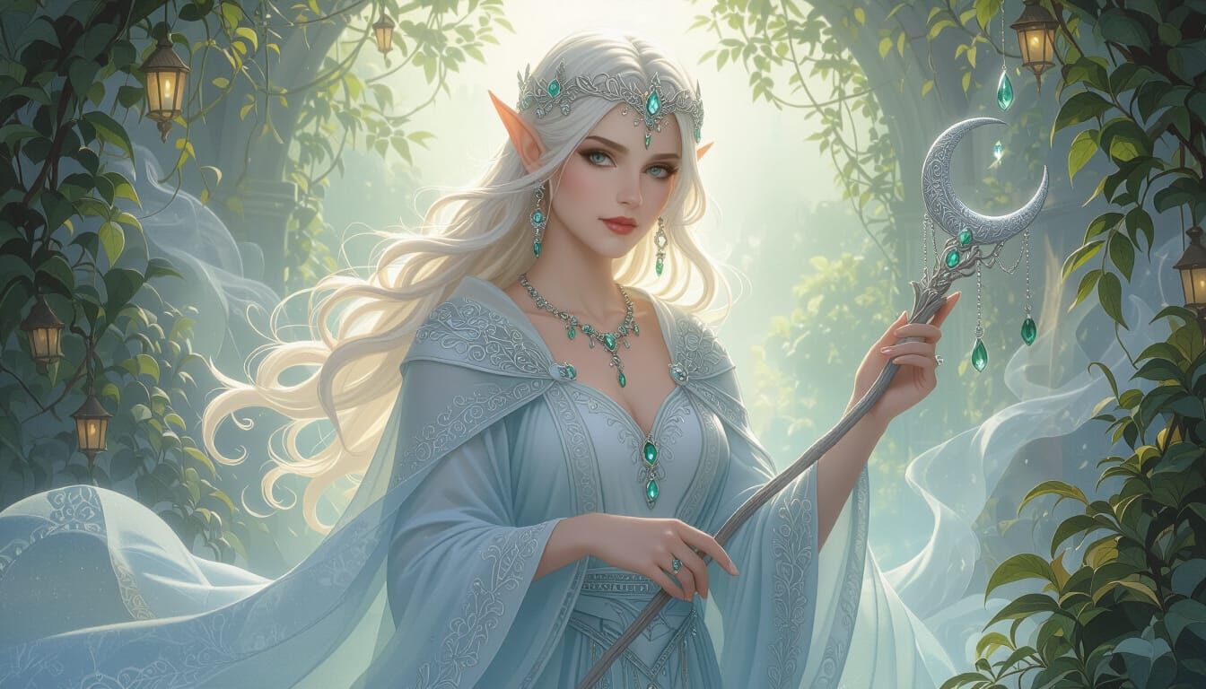 Elven Matriarch in Ethereal Fantasy Setting