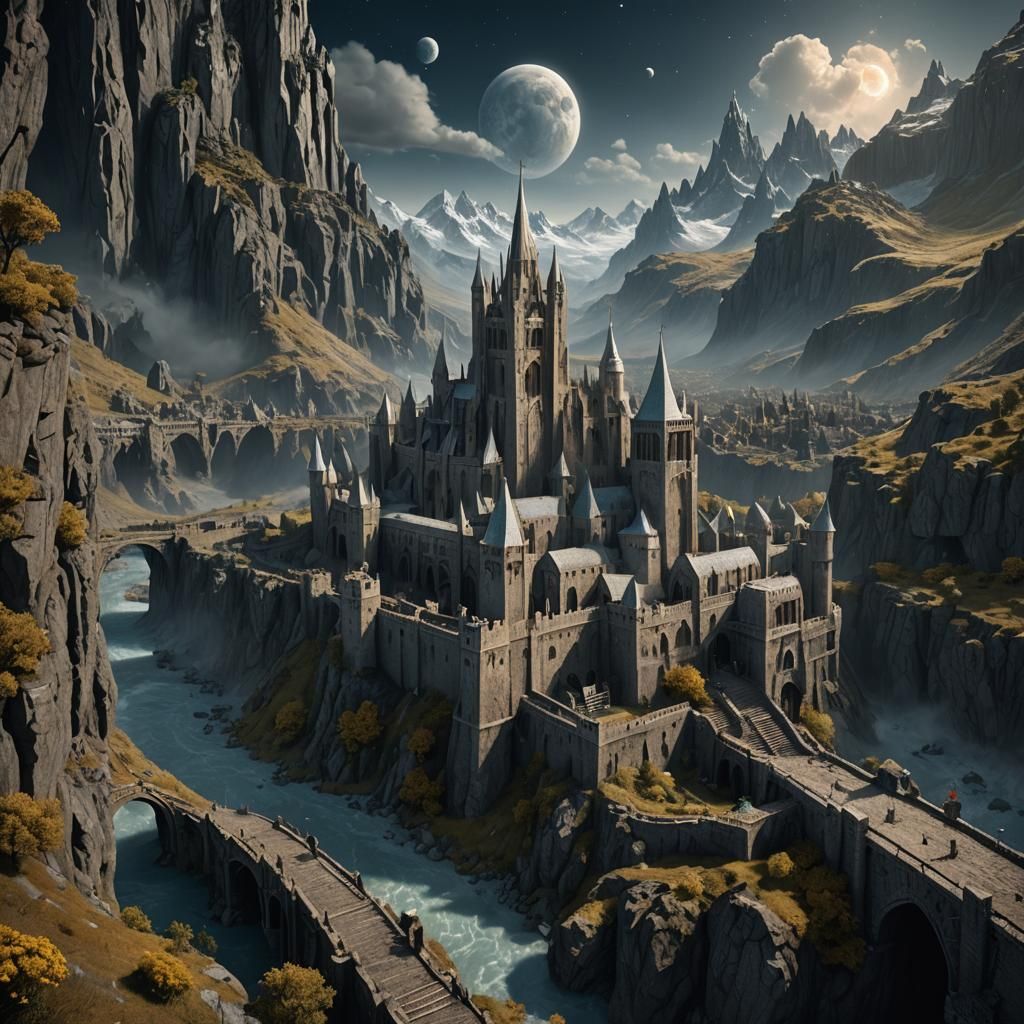 Gondor Under the Moon: Detailed Fantasy Concept Art