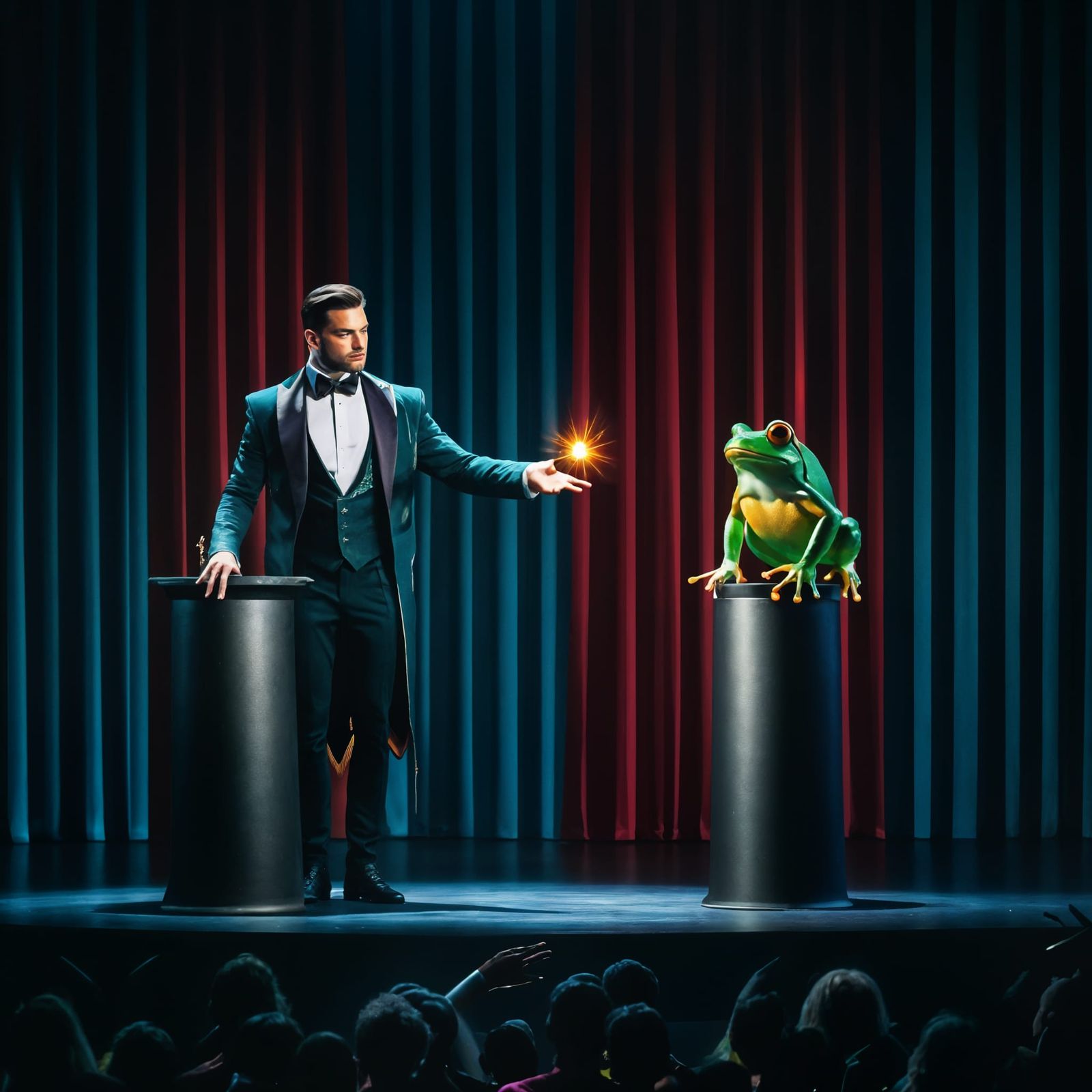 Powerful Sorcerer Casting Spell on Stage