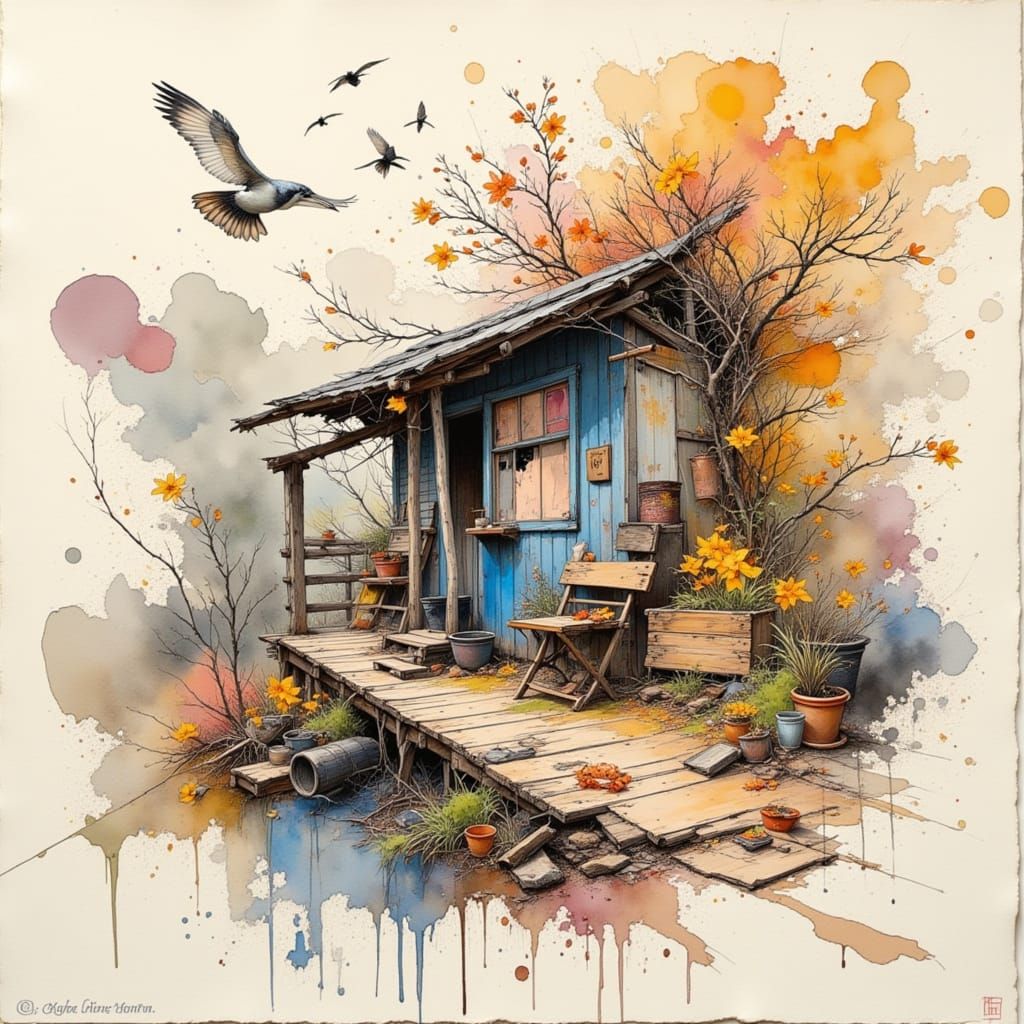 Ink and Impasto Oil Abstract Caricature Portrait