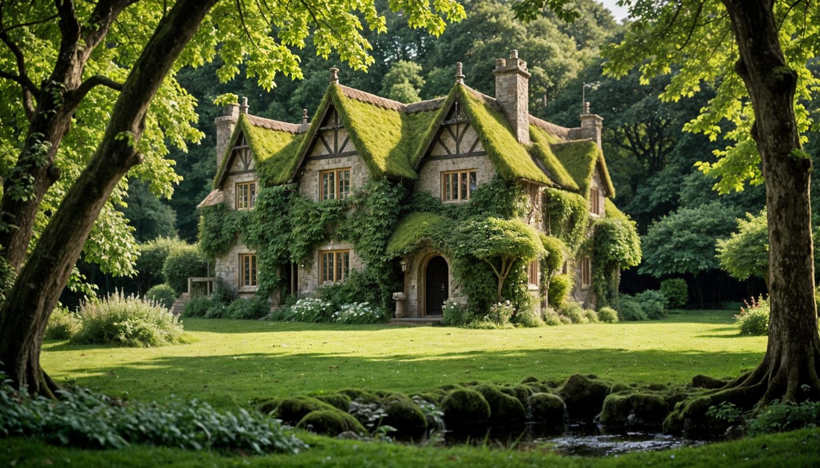 Medieval Stone Cottage in Dark Forest