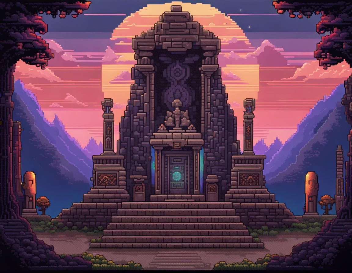 Enchanted Altar of a Forgotten God: Pixel Art