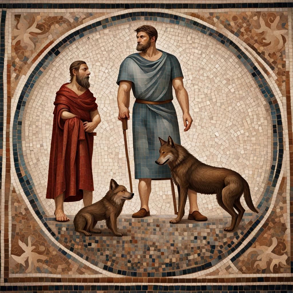 Stylized Mosaic of Romulus and Remus