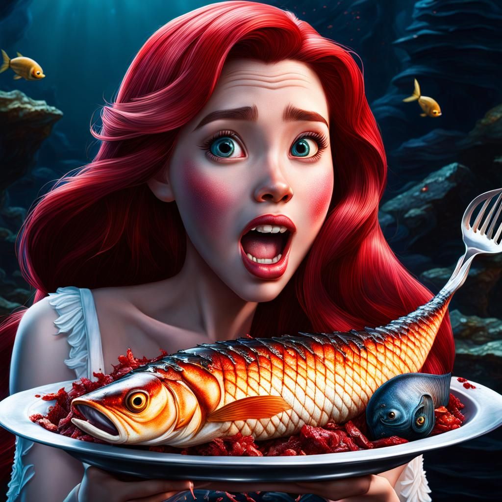 Ariel eating fish